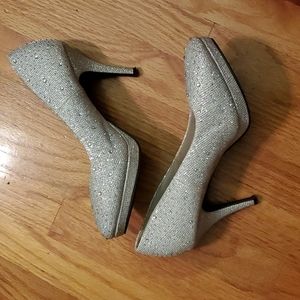 𝅺silver Slipper Glitter Sparkle Pump Size 10W